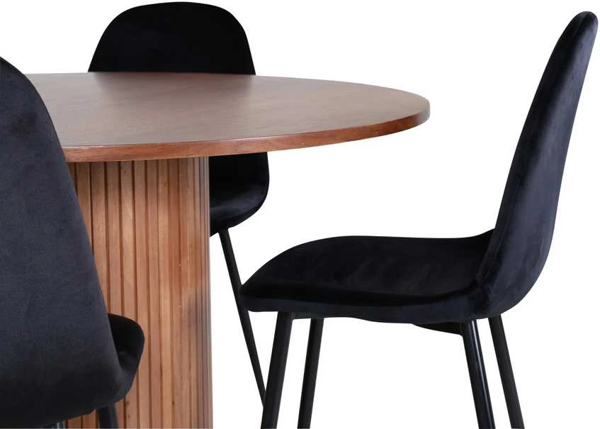 Venture Design Valgomasis stalas, Bianca apvalus, ⌀110 cm, Riešutas / Valgomasis kėdė, Polar, 53.3x88x42.5 cm, Juoda