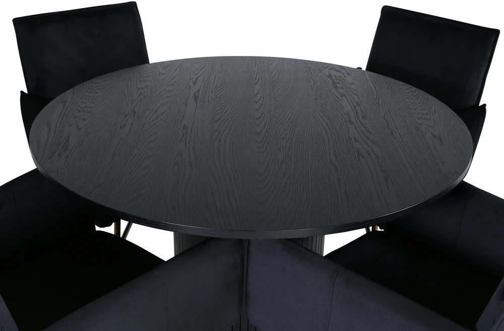 Venture Design Valgomasis stalas, Bianca, ⌀110 cm, Juodas / Valgomasis kėdė, Petra, 60x87x57 cm, Juoda