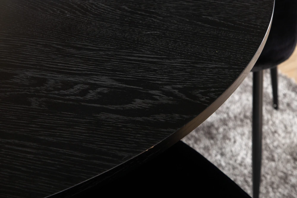Venture Design Valgomasis stalas, Bianca apvalus, 110x74 cm, Juodas + Valgomasis kėdė, Polar, 53.3x88x42.5 cm, Juoda