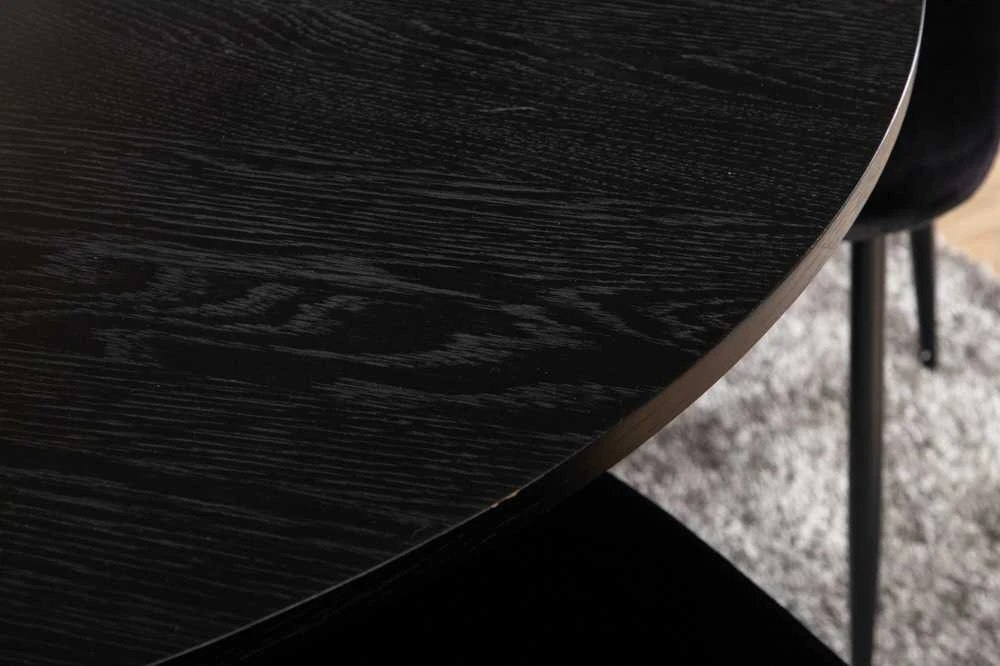 Venture Design Valgomasis stalas, Bianca apvalus, 110x74 cm, Juodas + Valgomasis kėdė, Polar, 53.3x88x42.5 cm, Juoda