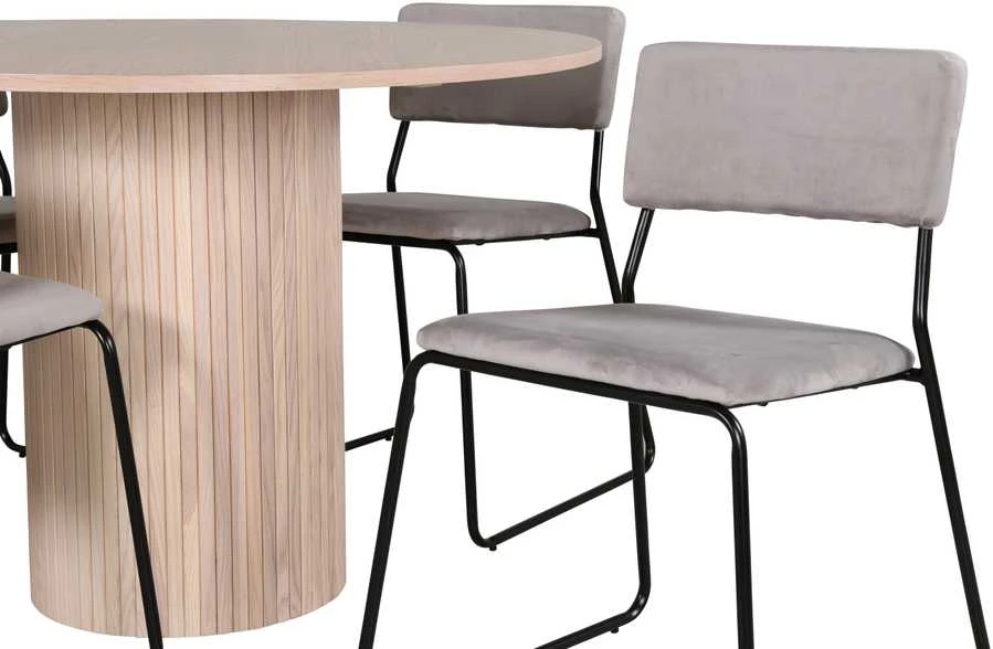 Venture Design Valgomasis stalas, Bianca apvalus, ⌀110 cm, Balta + Valgomasis kėdė, Kenth, 52x76x40 cm, Šviesiai pilka