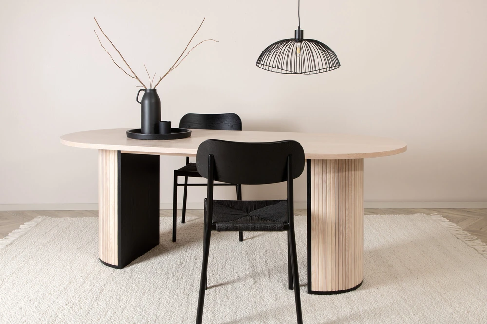 Venture Design Valgomasis stalas, Bianca ovalus, 75x200x90 cm, Balta