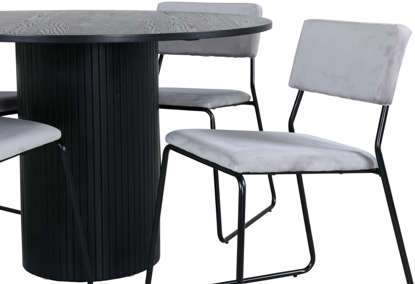 Venture Design Valgomasis stalas, Bianca, ⌀110 cm, Juodas, Kėdė, Kenth, 52x76x40 cm, Šviesiai pilka
