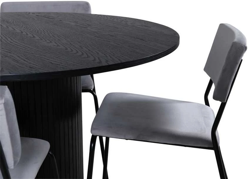 Venture Design Valgomasis stalas, Bianca, ⌀110 cm, Juodas, Kėdė, Kenth, 52x76x40 cm, Šviesiai pilka