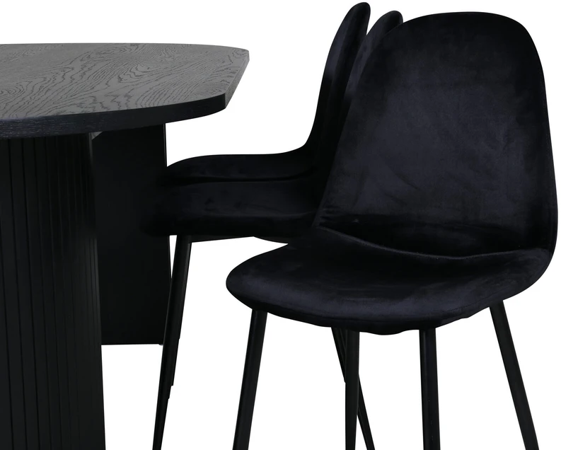 Venture Design Valgomasis stalas, Bianca ovalus, 200x90 cm, juodas, Valgomasis kėdė, Polar, 88x42.5 cm, juoda