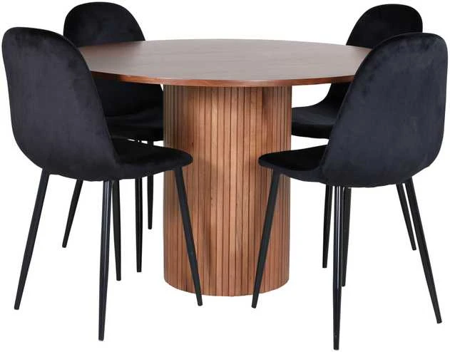 Venture Design Valgomasis stalas, Bianca apvalus, ⌀110 cm, Riešutas / Valgomasis kėdė, Polar, 53.3x88x42.5 cm, Juoda