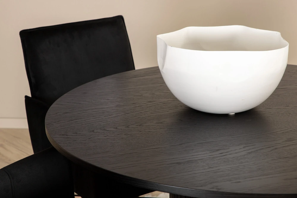 Venture Design Valgomasis stalas, Bianca, ⌀110 cm, Juodas / Valgomasis kėdė, Petra, 60x87x57 cm, Juoda