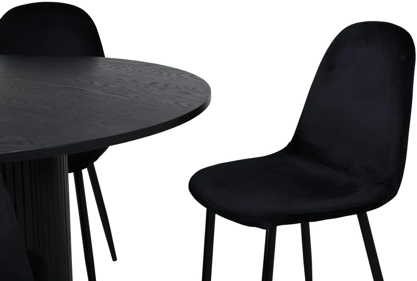 Venture Design Valgomasis stalas, Bianca apvalus, 110x74 cm, Juodas + Valgomasis kėdė, Polar, 53.3x88x42.5 cm, Juoda