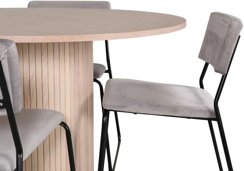 Venture Design Valgomasis stalas, Bianca apvalus, ⌀110 cm, Balta + Valgomasis kėdė, Kenth, 52x76x40 cm, Šviesiai pilka