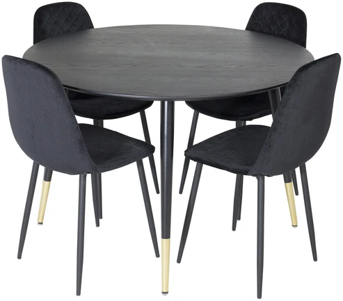 Venture Design Valgomasis stalas, Dipp, 115 cm, Juodas / Valgomasis kėdė, Polar Diamond, 52x86x44 cm, Juoda