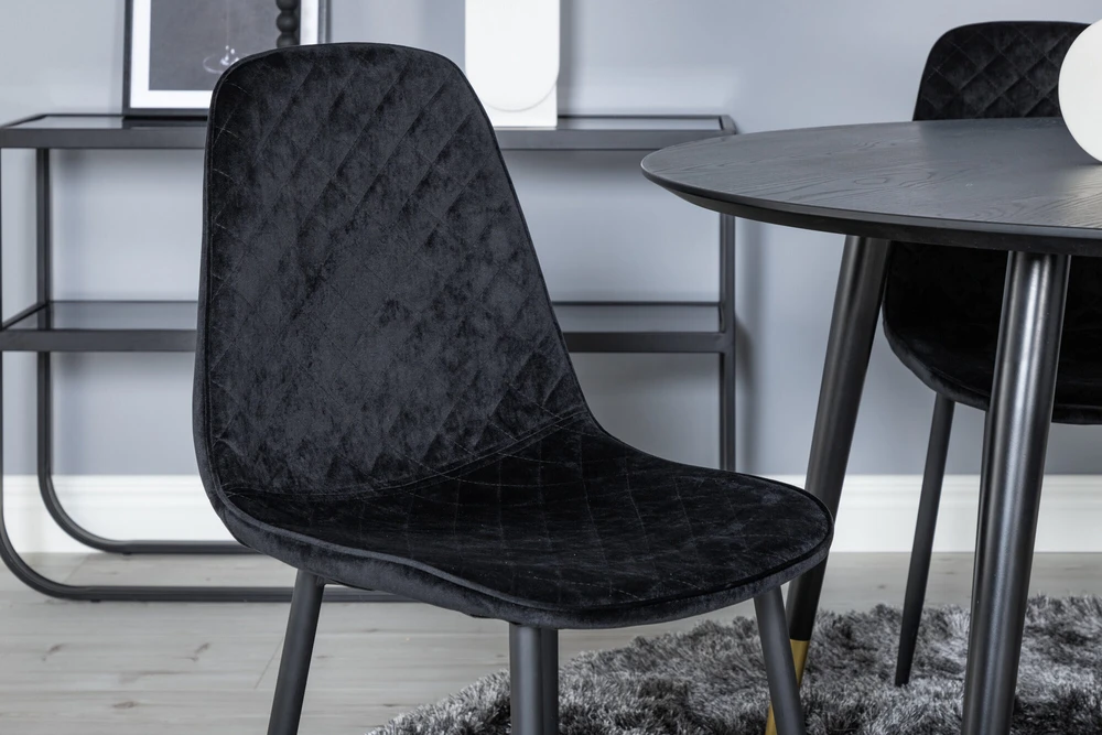 Venture Design Valgomasis stalas, Dipp, 115 cm, Juodas / Valgomasis kėdė, Polar Diamond, 52x86x44 cm, Juoda