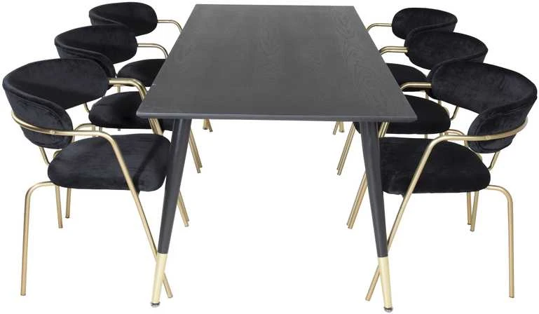 Venture Design Valgomasis stalas, Dipp, 180x90 cm, Juodas / Sėdmaišis, Arrow, Juodas