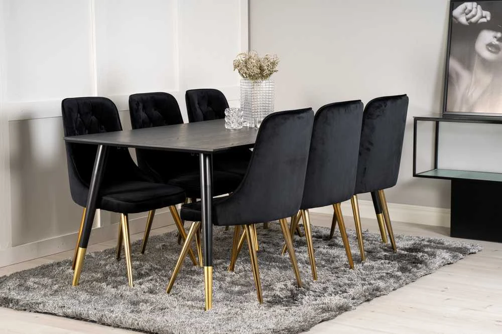 Venture Design Valgomasis stalas, Dipp, 180x90 cm, Juodas