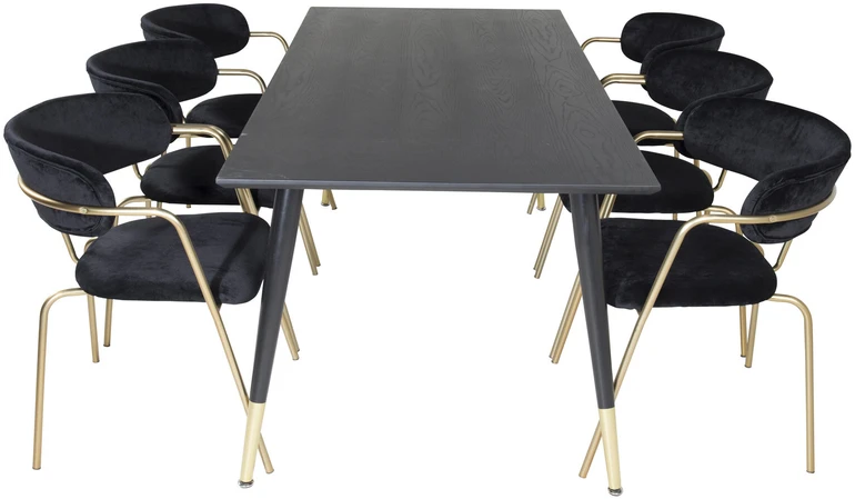 Venture Design Valgomasis stalas, Dipp, 180x90 cm, Juodas / Sėdmaišis, Arrow, Juodas