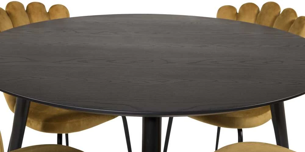 Venture Design Valgomasis stalas, Dipp, 115 cm, juodas, Kėdė, Limhamn Light, 54x82.5x44.5 cm, aukso spalvos