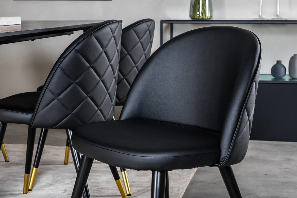 Venture Design Valgomasis stalas, Dipp, 180x90 cm, Juodas + Valgomasis kėdė, Velvet, 57x76.5x50 cm, Juoda
