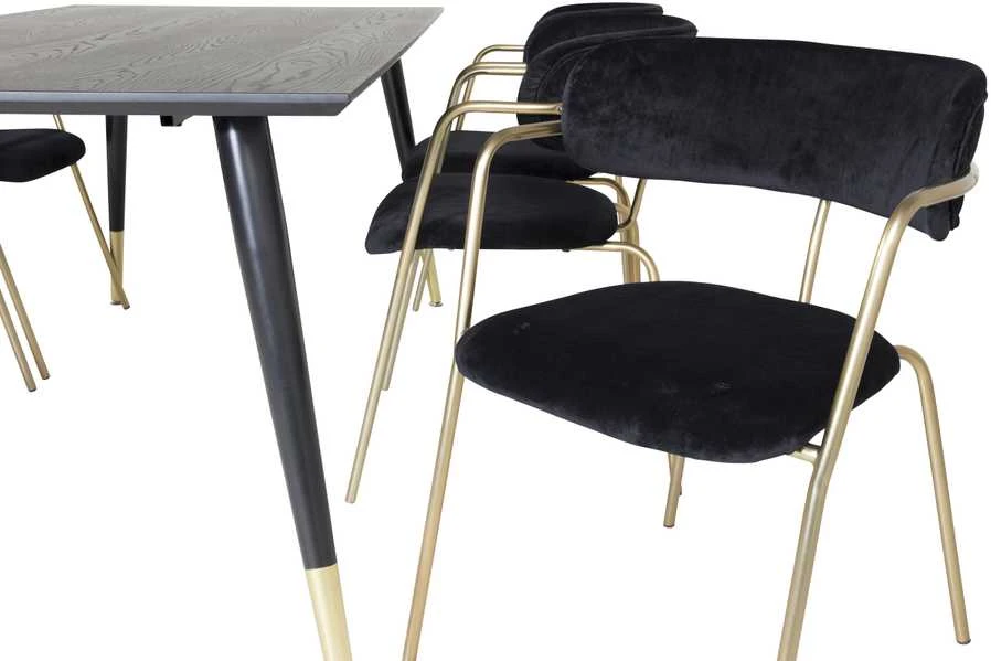 Venture Design Valgomasis stalas, Dipp, 180x90 cm, Juodas / Sėdmaišis, Arrow, Juodas