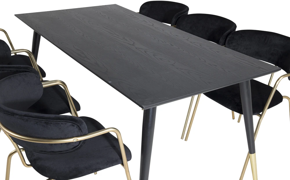 Venture Design Valgomasis stalas, Dipp, 180x90 cm, Juodas / Sėdmaišis, Arrow, Juodas