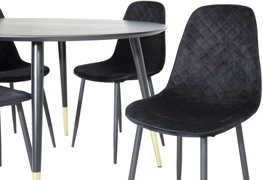 Venture Design Valgomasis stalas, Dipp, 115 cm, Juodas / Valgomasis kėdė, Polar Diamond, 52x86x44 cm, Juoda