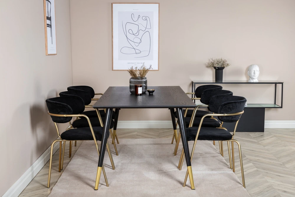 Venture Design Valgomasis stalas, Dipp, 180x90 cm, Juodas / Sėdmaišis, Arrow, Juodas
