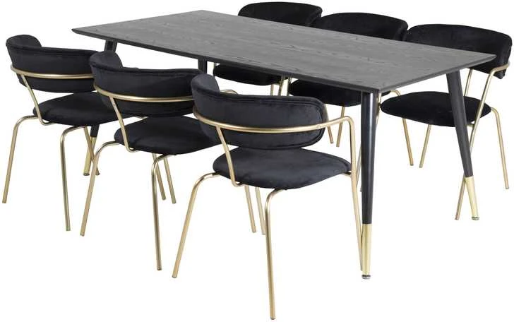 Venture Design Valgomasis stalas, Dipp, 180x90 cm, Juodas / Sėdmaišis, Arrow, Juodas