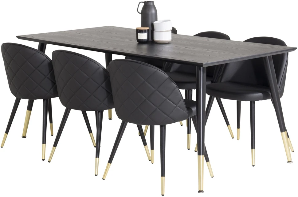 Venture Design Valgomasis stalas, Dipp, 180x90 cm, Juodas