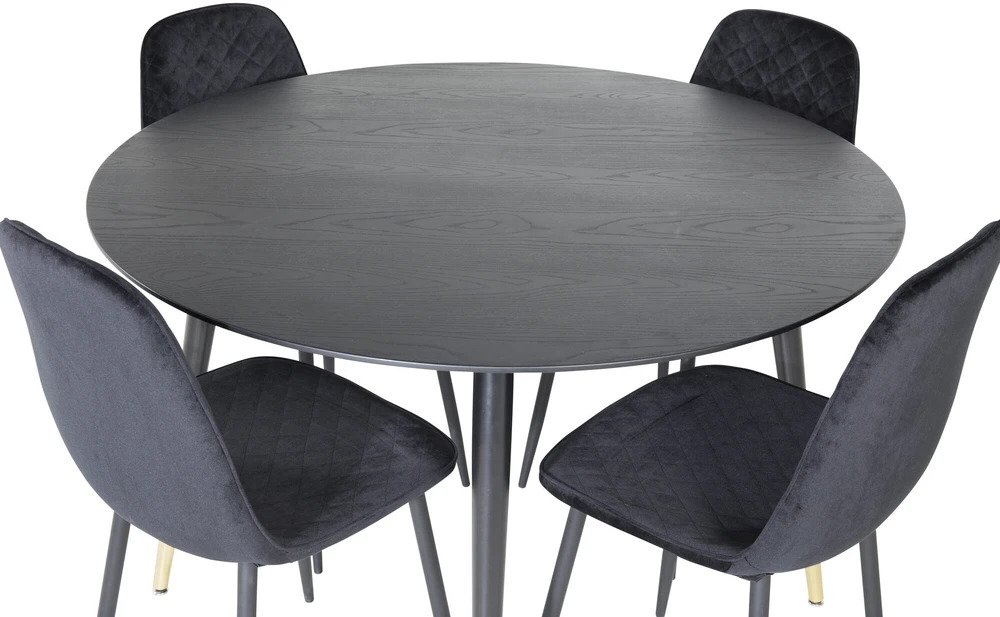 Venture Design Valgomasis stalas, Dipp, 115 cm, Juodas / Valgomasis kėdė, Polar Diamond, 52x86x44 cm, Juoda