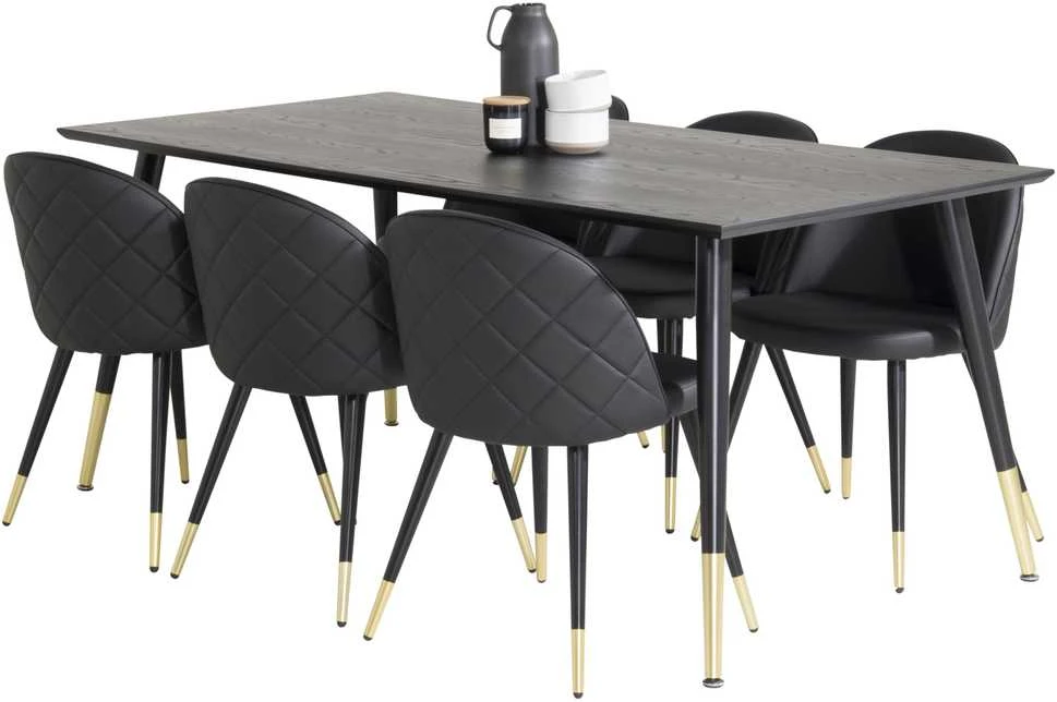 Venture Design Valgomasis stalas, Dipp, 180x90 cm, Juodas