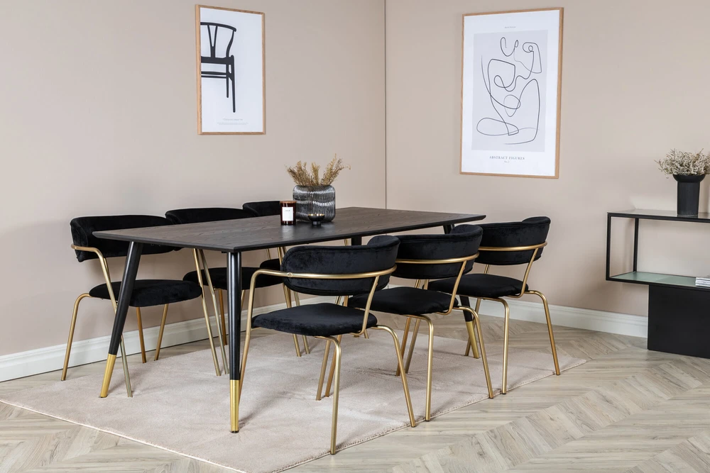Venture Design Valgomasis stalas, Dipp, 180x90 cm, Juodas / Sėdmaišis, Arrow, Juodas