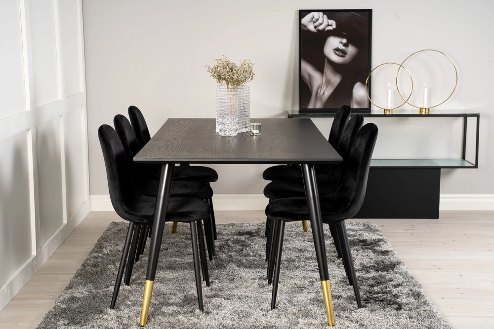 Venture Design Valgomasis stalas, Dipp, 180x90 cm, Juodas