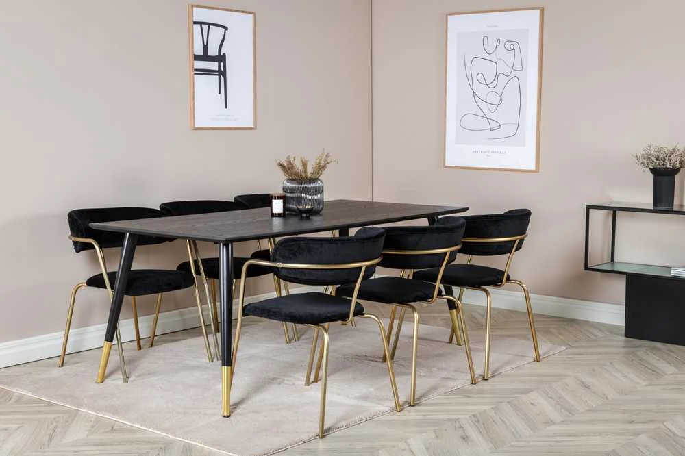 Venture Design Valgomasis stalas, Dipp, 180x90 cm, Juodas / Sėdmaišis, Arrow, Juodas