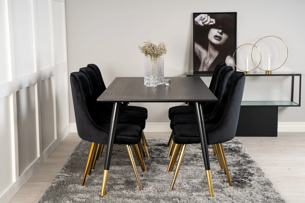 Venture Design Valgomasis stalas, Dipp, 180x90 cm, Juodas