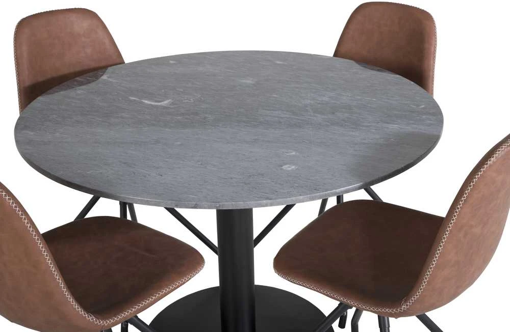 Venture Design Valgomasis stalas, Estelle, ø106 A75 cm, Juodas / Valgomasis kėdė, Polar su sukimo funkcija, 54x88x44 cm, Ruda