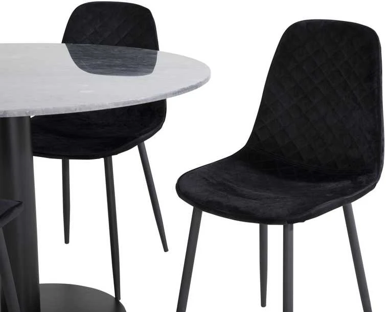 Venture Design Valgomasis stalas, Estelle, ø106x75 cm, Juodas / Valgomasis kėdė, Polar, 52x86x44 cm, Juoda