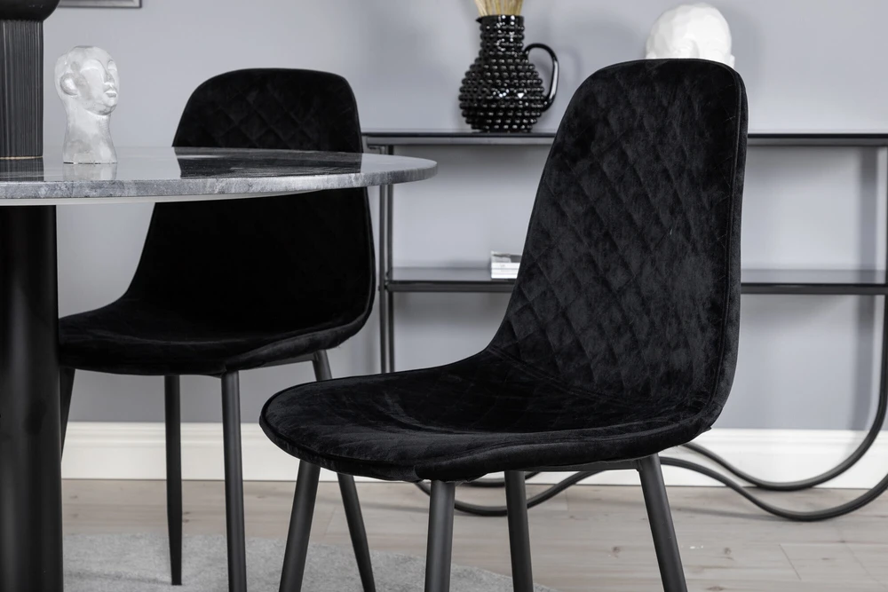 Venture Design Valgomasis stalas, Estelle, ø106x75 cm, Juodas / Valgomasis kėdė, Polar, 52x86x44 cm, Juoda