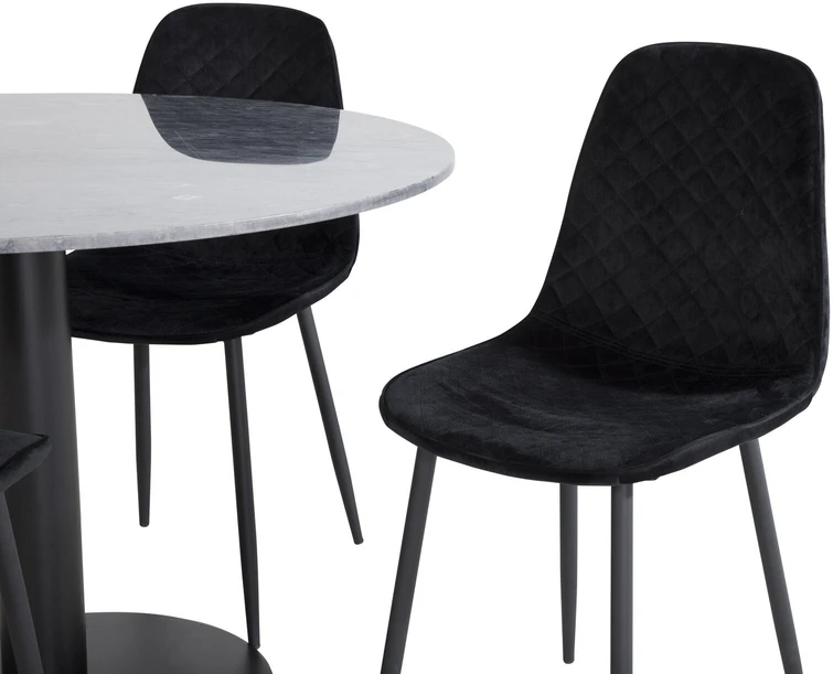 Venture Design Valgomasis stalas, Estelle, ø106x75 cm, Juodas / Valgomasis kėdė, Polar, 52x86x44 cm, Juoda