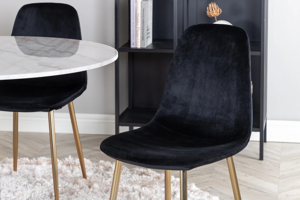 Venture Design Valgomasis stalas, Estelle, 106 cm, Balta, Kėdė, Polar, 52x86x44 cm, Juoda