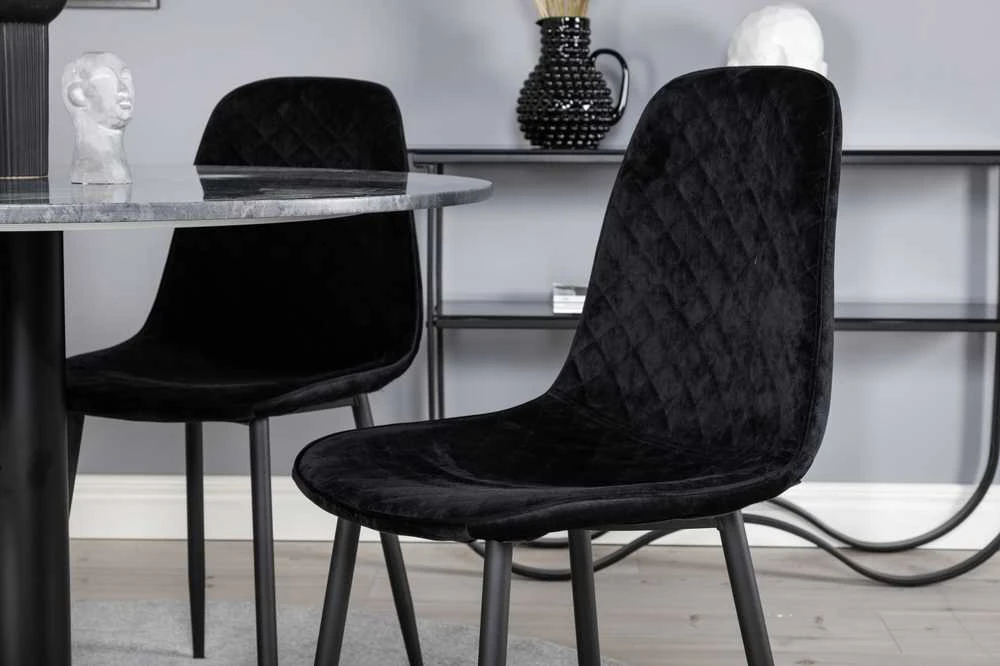 Venture Design Valgomasis stalas, Estelle, ø106x75 cm, Juodas / Valgomasis kėdė, Polar, 52x86x44 cm, Juoda