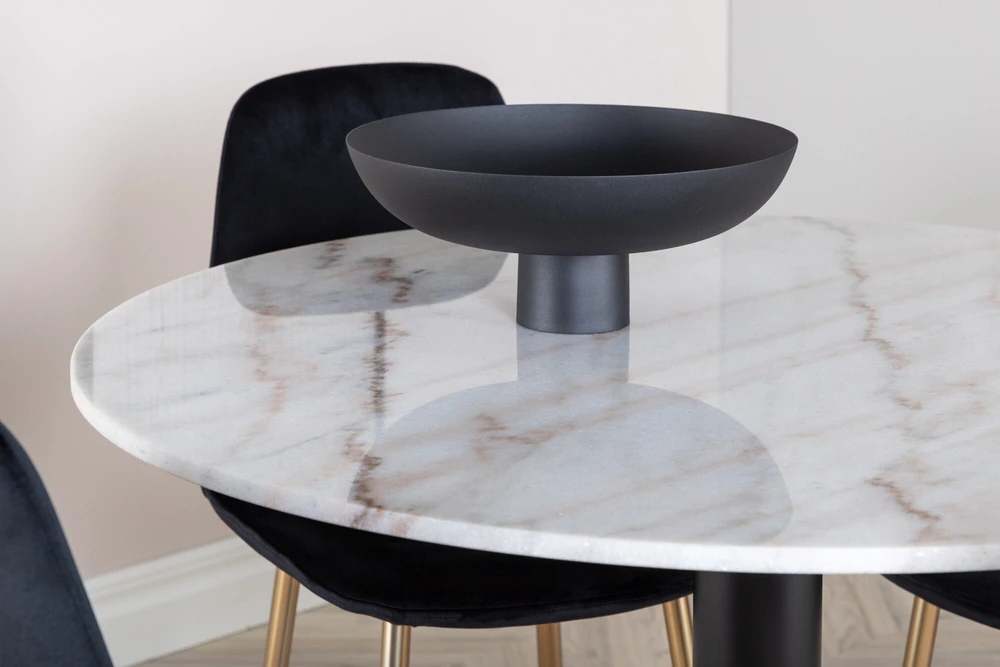 Venture Design Valgomasis stalas, Estelle, 106 cm, Balta, Kėdė, Polar, 52x86x44 cm, Juoda