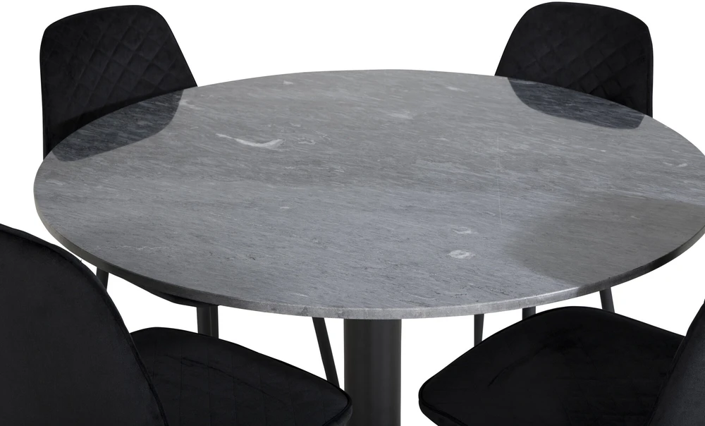 Venture Design Valgomasis stalas, Estelle, ø106x75 cm, Juodas / Valgomasis kėdė, Polar, 52x86x44 cm, Juoda