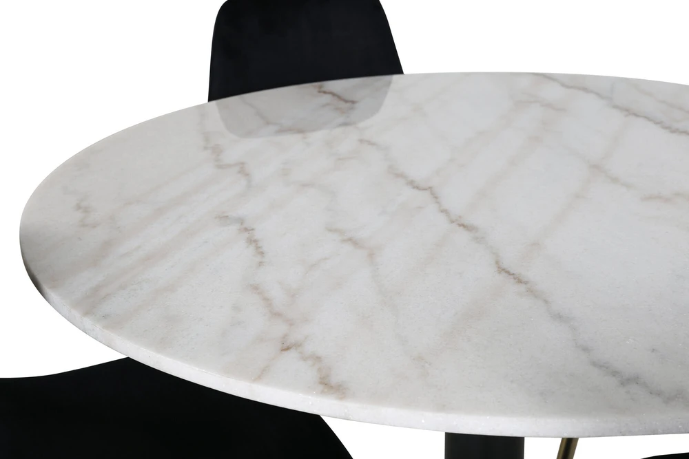 Venture Design Valgomasis stalas, Estelle, 106 cm, Balta, Kėdė, Polar, 52x86x44 cm, Juoda