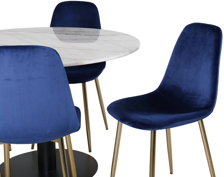 Venture Design Valgomasis stalas, Estelle, 106 cm, Balta, Kėdė, Polar, 52x86x44 cm, Mėlyna