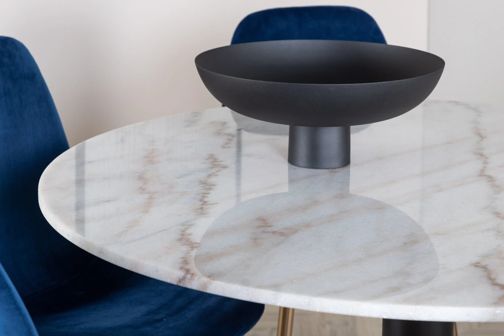 Venture Design Valgomasis stalas, Estelle, 106 cm, Balta, Kėdė, Polar, 52x86x44 cm, Mėlyna