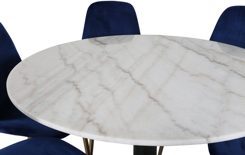 Venture Design Valgomasis stalas, Estelle, 106 cm, Balta, Kėdė, Polar, 52x86x44 cm, Mėlyna