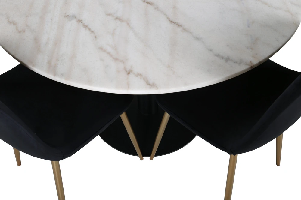 Venture Design Valgomasis stalas, Estelle, 106 cm, Balta, Kėdė, Polar, 52x86x44 cm, Juoda