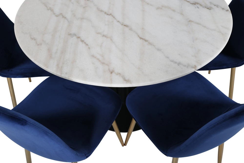 Venture Design Valgomasis stalas, Estelle, 106 cm, Balta, Kėdė, Polar, 52x86x44 cm, Mėlyna