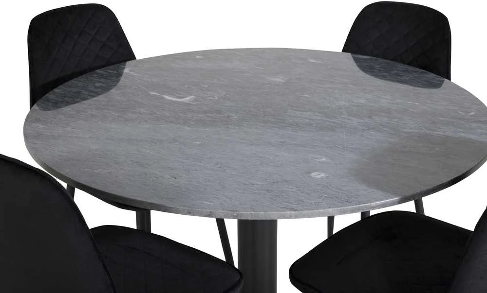 Venture Design Valgomasis stalas, Estelle, ø106x75 cm, Juodas / Valgomasis kėdė, Polar, 52x86x44 cm, Juoda