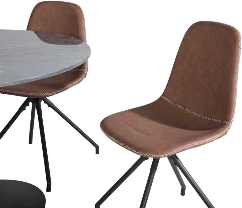 Venture Design Valgomasis stalas, Estelle, ø106 A75 cm, Juodas / Valgomasis kėdė, Polar su sukimo funkcija, 54x88x44 cm, Ruda