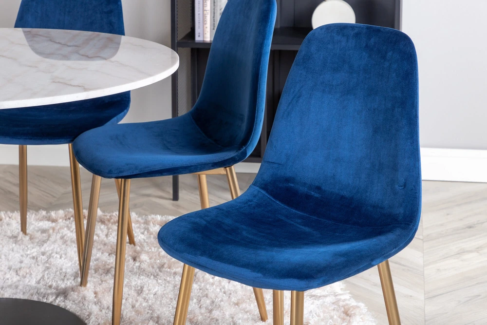 Venture Design Valgomasis stalas, Estelle, 106 cm, Balta, Kėdė, Polar, 52x86x44 cm, Mėlyna