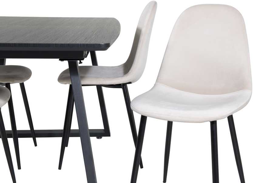 Venture Design Valgomasis stalas, Inca pratęsimas, 75x160x85 cm, Juodas, Valgomasis kėdė, Polar, 53.3x88x42.5 cm, Bežinis